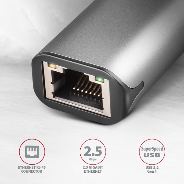 Фото - Переходник USB- RJ-45 AXAGON SuperSpeed USB-C 2.5 gigabit, Grey (ADE-25RC)
